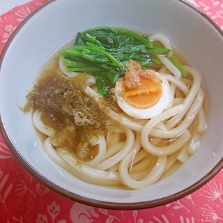 煮浸し菜入りのうどん